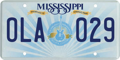 MS license plate OLA029
