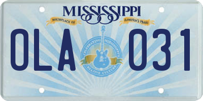 MS license plate OLA031