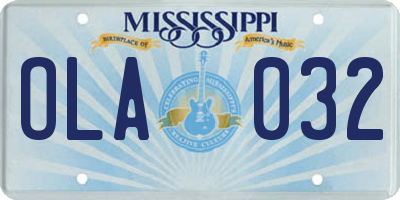 MS license plate OLA032
