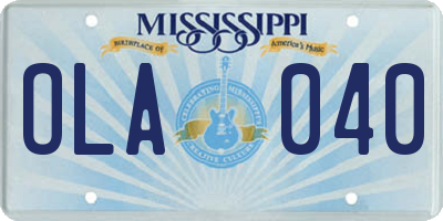 MS license plate OLA040