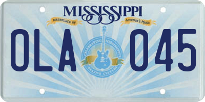 MS license plate OLA045
