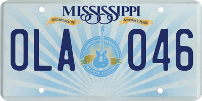 MS license plate OLA046
