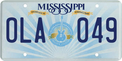 MS license plate OLA049