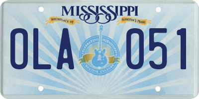 MS license plate OLA051