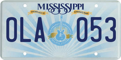 MS license plate OLA053
