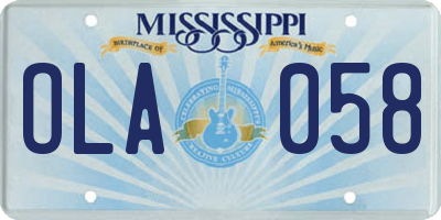 MS license plate OLA058