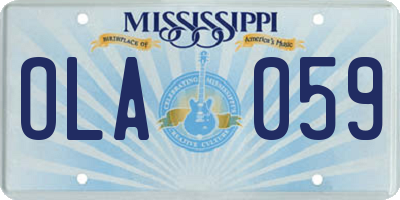MS license plate OLA059