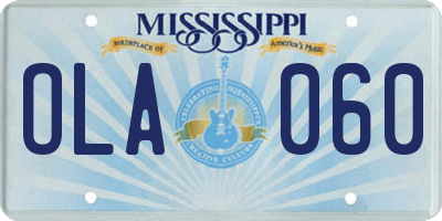 MS license plate OLA060
