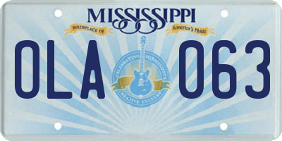 MS license plate OLA063