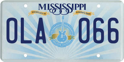 MS license plate OLA066