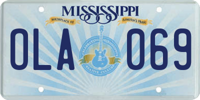 MS license plate OLA069