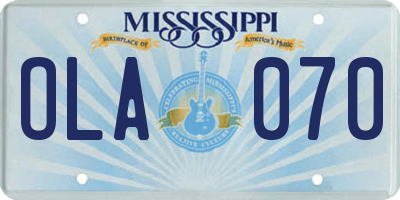 MS license plate OLA070