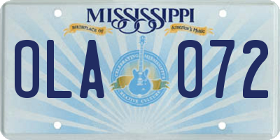 MS license plate OLA072