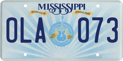 MS license plate OLA073