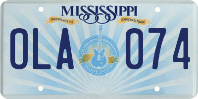 MS license plate OLA074