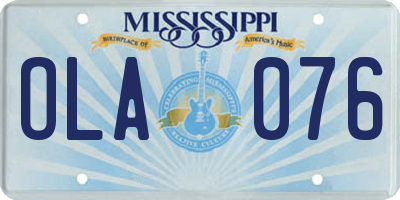 MS license plate OLA076