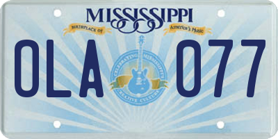 MS license plate OLA077