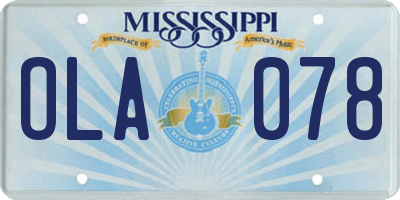 MS license plate OLA078