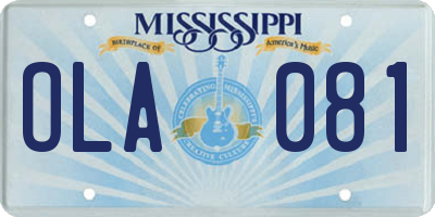 MS license plate OLA081