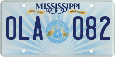MS license plate OLA082