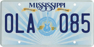 MS license plate OLA085