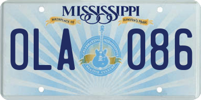 MS license plate OLA086