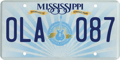 MS license plate OLA087