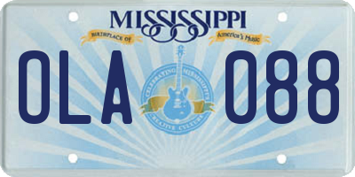 MS license plate OLA088