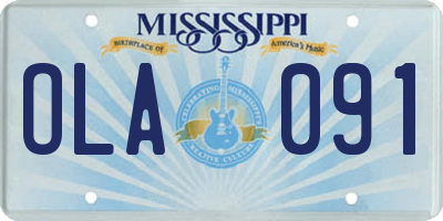 MS license plate OLA091