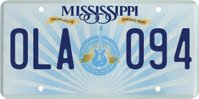 MS license plate OLA094