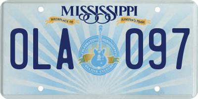 MS license plate OLA097