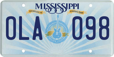 MS license plate OLA098