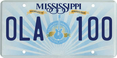 MS license plate OLA100