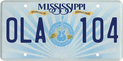 MS license plate OLA104