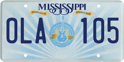 MS license plate OLA105