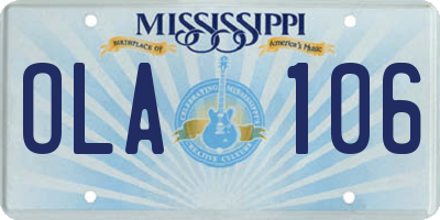 MS license plate OLA106