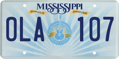 MS license plate OLA107
