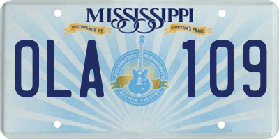 MS license plate OLA109