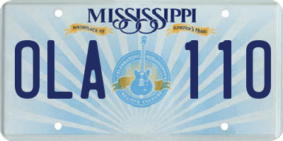 MS license plate OLA110