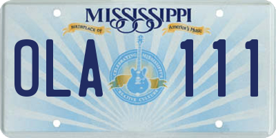 MS license plate OLA111
