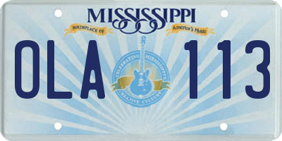MS license plate OLA113