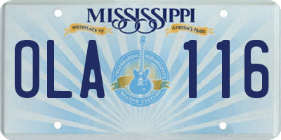 MS license plate OLA116