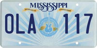 MS license plate OLA117