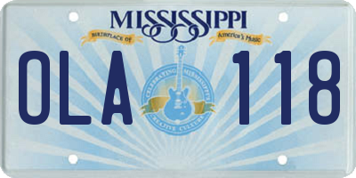 MS license plate OLA118