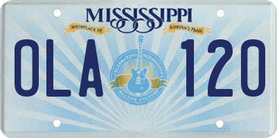 MS license plate OLA120