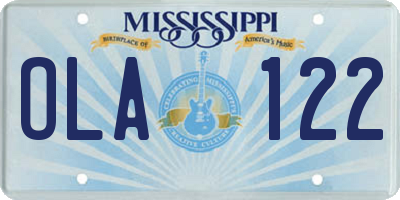 MS license plate OLA122