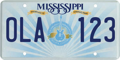 MS license plate OLA123