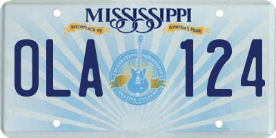 MS license plate OLA124