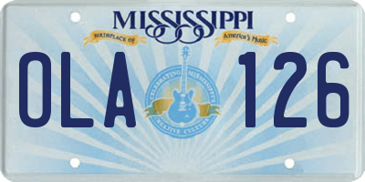 MS license plate OLA126