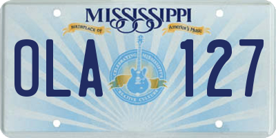 MS license plate OLA127